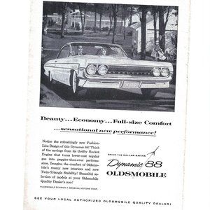 Dynamic 88 Oldsmobile Rocket Engine 1960s Vintage Print Ad 9 inch